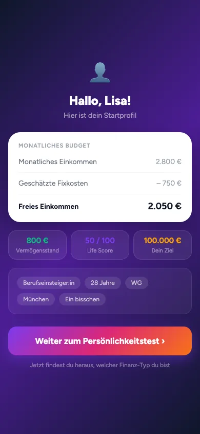 Swipe or Save — Startprofil