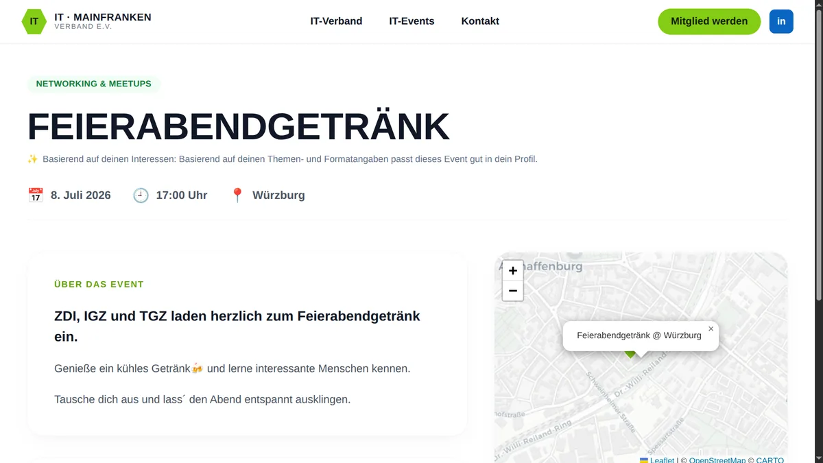 Eventomat — Event-Detailansicht mit Match-Prozentsatz